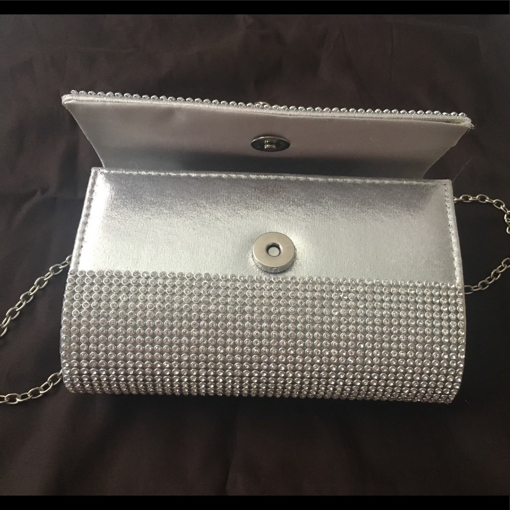 Silver crystal studded clutch - Picture 3 of 8